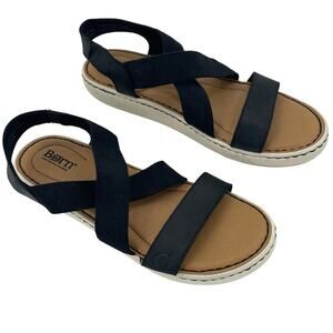 Born Women’s Black Leather Strappy Slingback Sandals, Sz. 9M